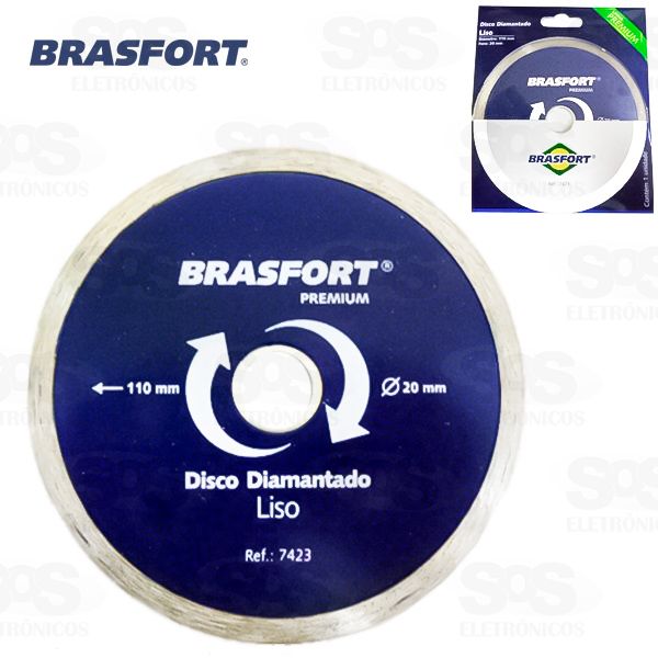 Disco Diamantado Liso Premium 110x20mm Brasfort 7423 Unidade