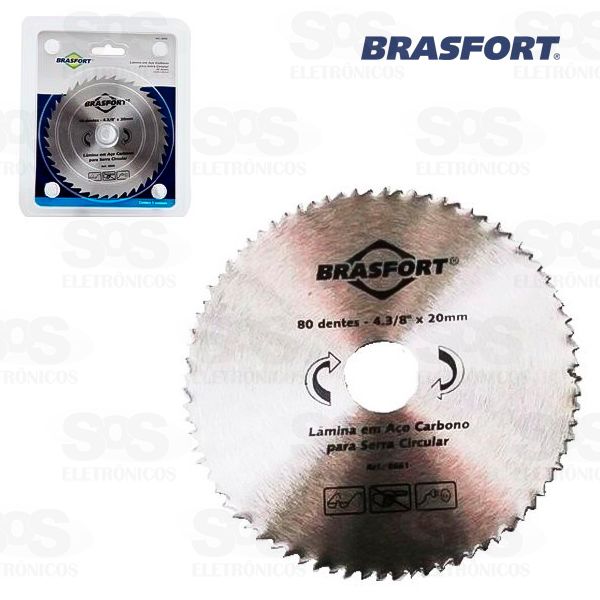 Disco Serra Circular Aço Carbono 4.3/8 80 Dentes 20mm Brasfort 8661