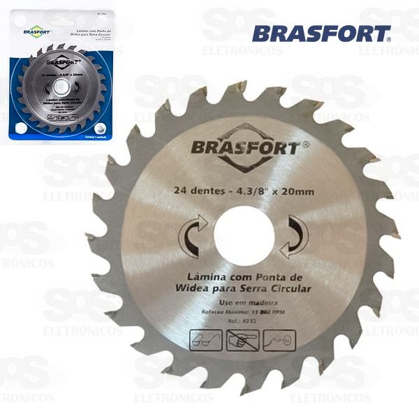 Disco Serra Circular Wídea 4.3/8 24 Dentes 20mm Brasfort 8232