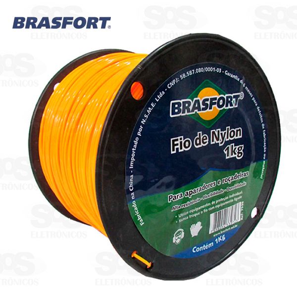 Fio de Nylon 2mm Com 1kg Para Roçadeira 284m Brasfort 7539