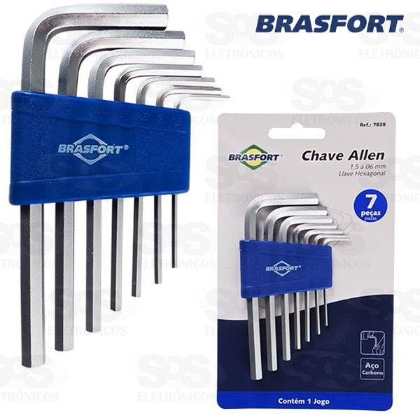 Kit Chave Allen 1,5 6 mm Com 7 Peças Brasfort 7828