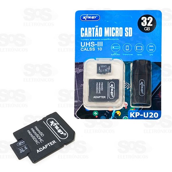 Cartão De Memória 32g Com Adaptador SD E Leitor de Cartão Knup-kpu20