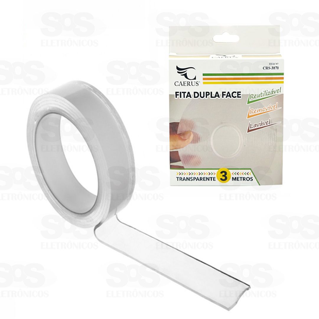 Fita Adesiva Dupla Face Transparente 3 Metros Caerus crs-3870