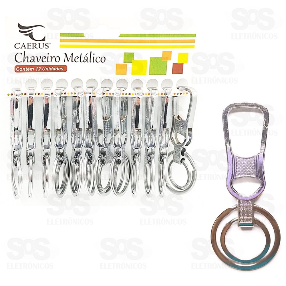 Chaveiro Mosqueto Com Argola Dupla Com 12 Unidades Caerus CRS-1059