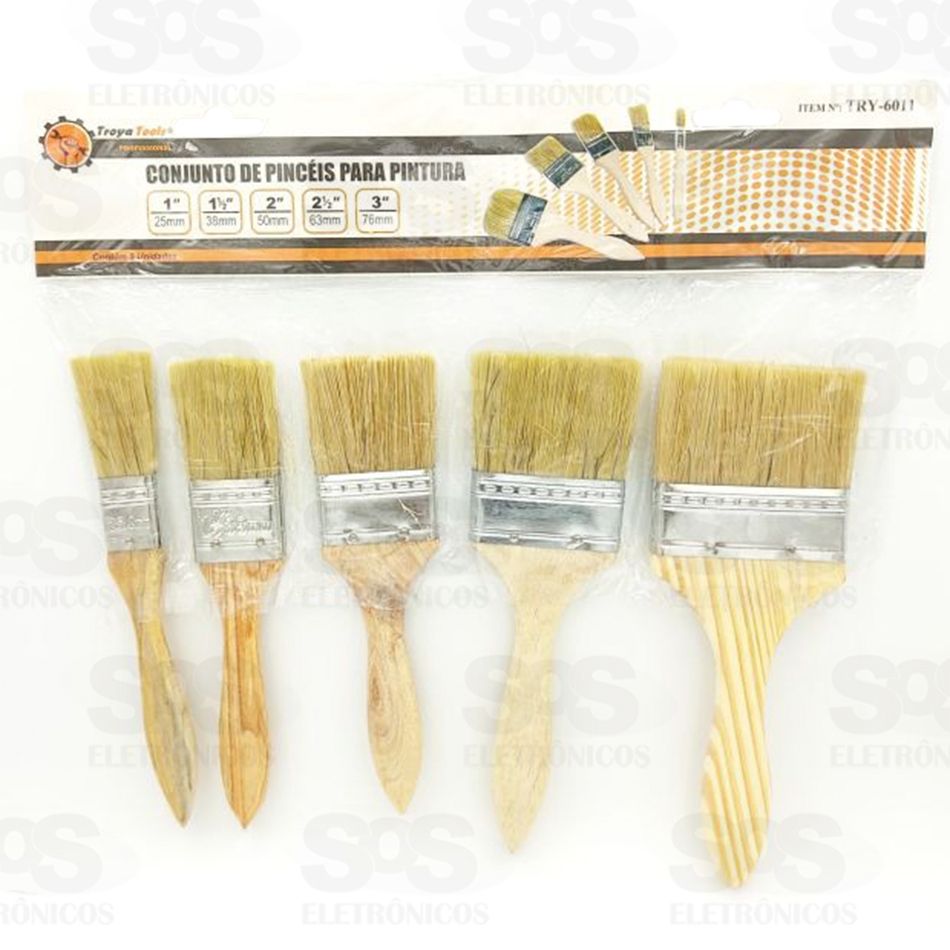 Conjunto de Pincel para Pintura com 5 Unidades Troya Tools TRY-6011