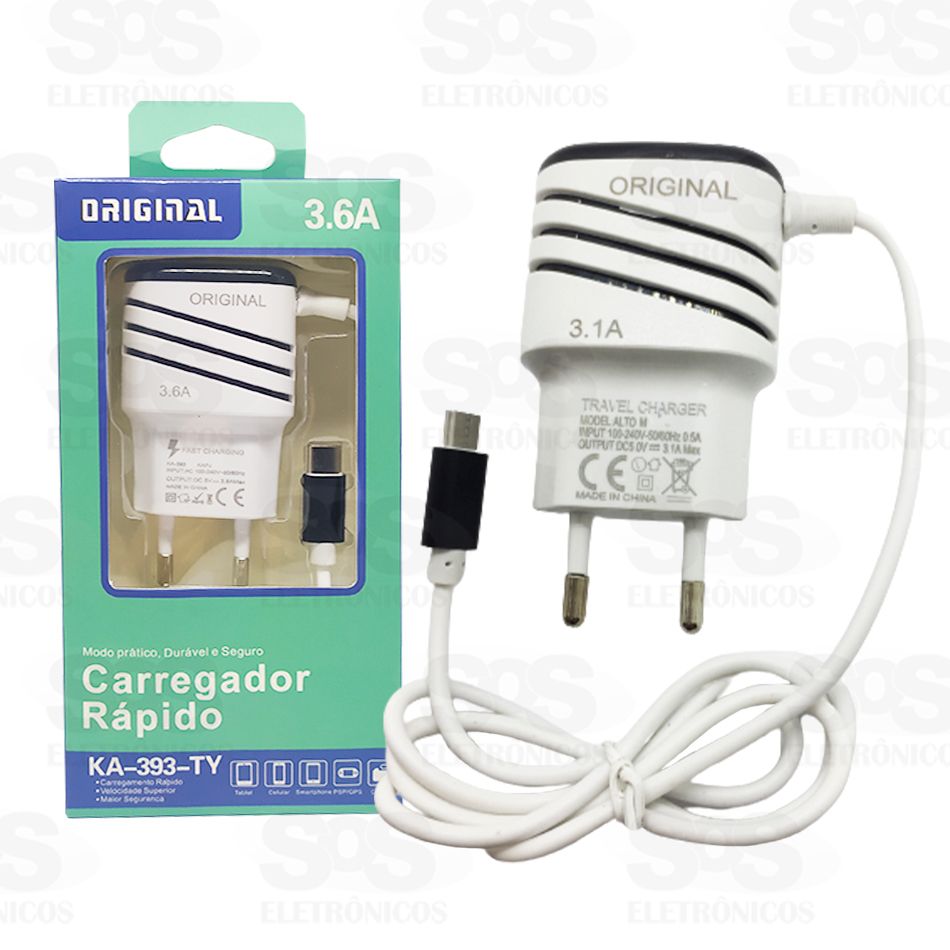 Carregador Type C Rápido Original 3.6A KA-393-TY