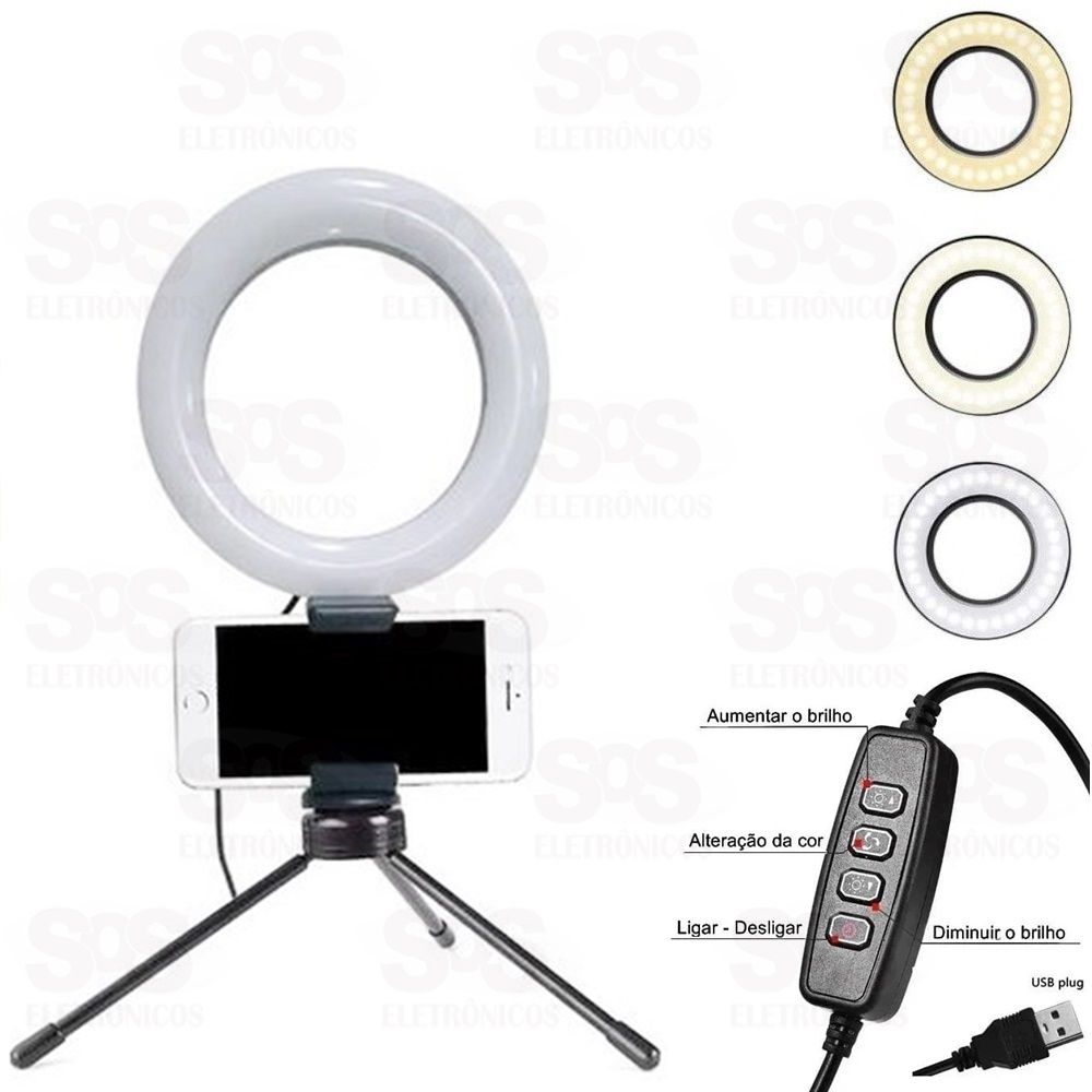 Iluminador Ring Light 16 Cm com Suporte para Celular B-max bm-ll01