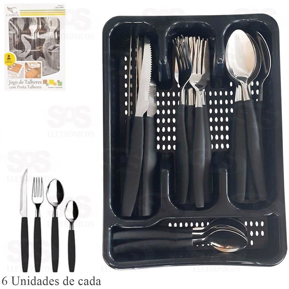 Jogo de 24 Talheres com Porta Talheres Caerus try-9095