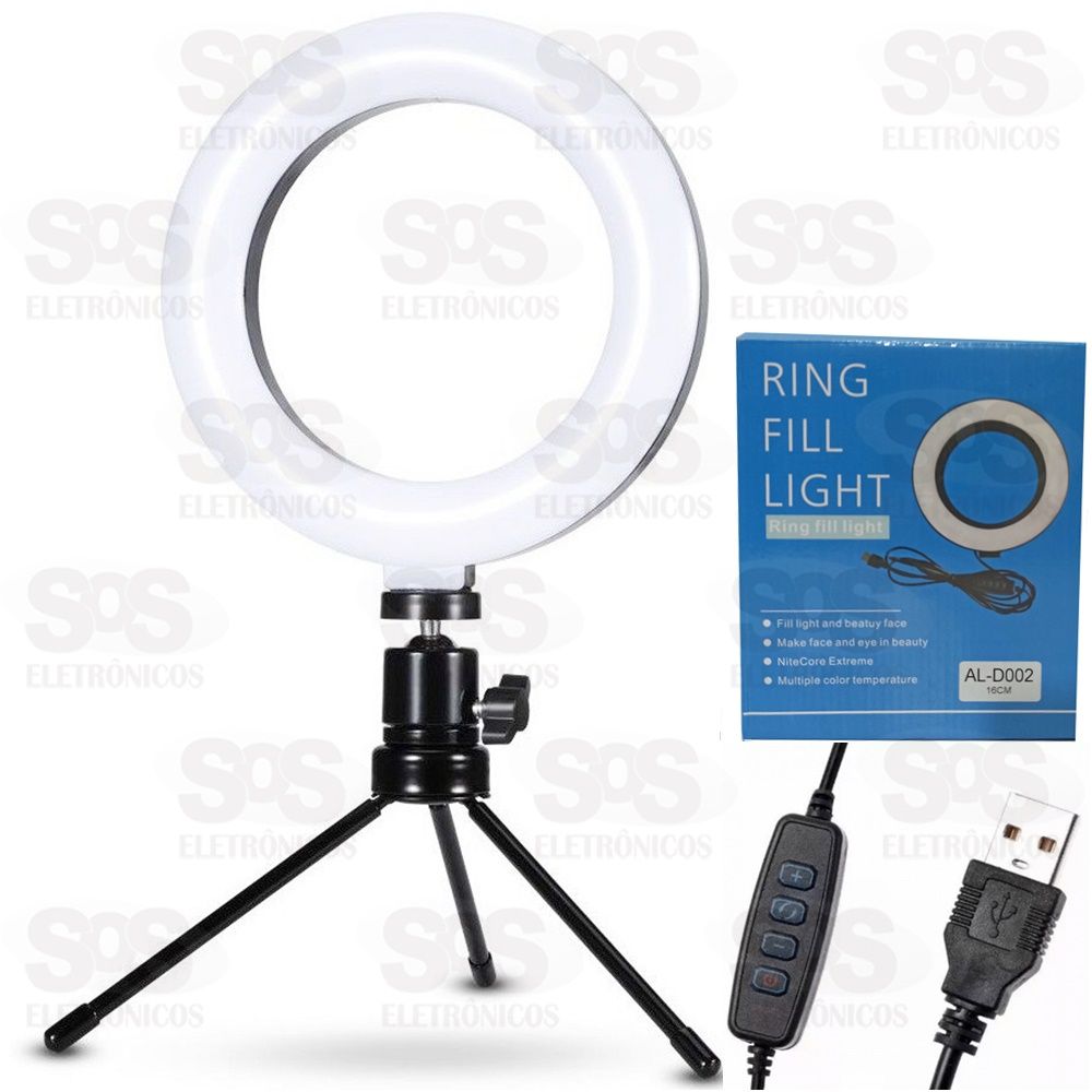 Iluminador Ring Light 16cm Com Tripé Inova lam-8479