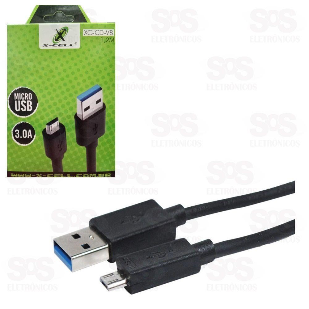 Cabo Micro USB V8 1,20 Metro 3.0A X-cell xc-cd-v8