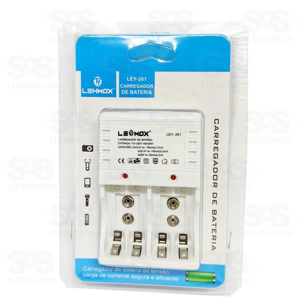 Carregador Para Pilhas Aa, Aaa e Bateria 9v Lehmox ley-261