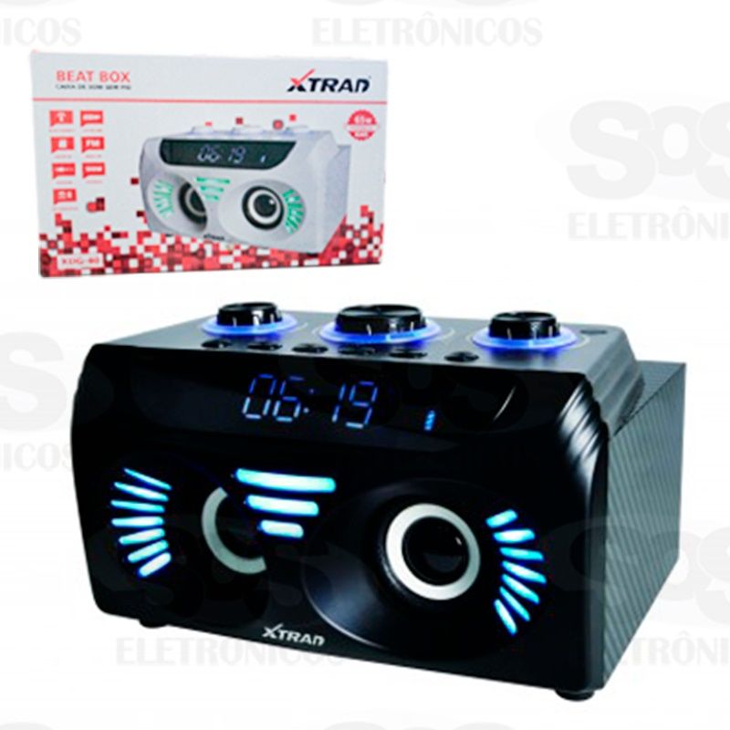 Caixa De Som 65w Beat Box com Relógio Xtrad xdg-40