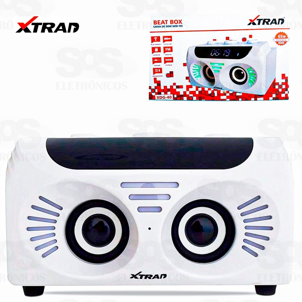 Caixa De Som 65w Beat Box com Relógio Xtrad xdg-40