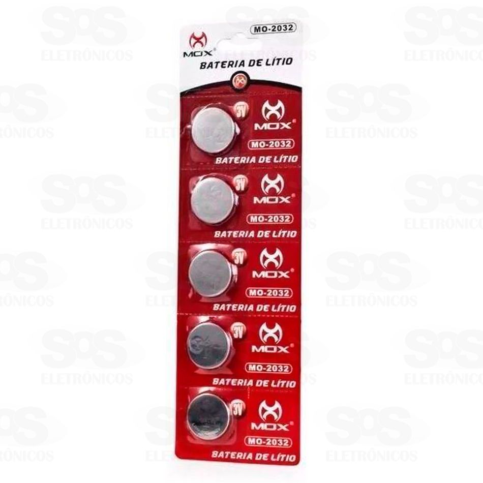 Bateria Moeda 2032 3V Cartela Com 5 Unidades Mox
