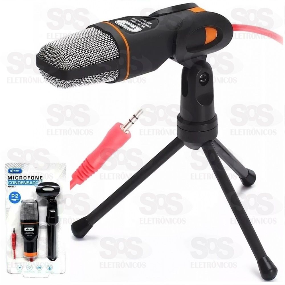 Microfone Condensador de Mesa Pc e Notebook Knup KP-917