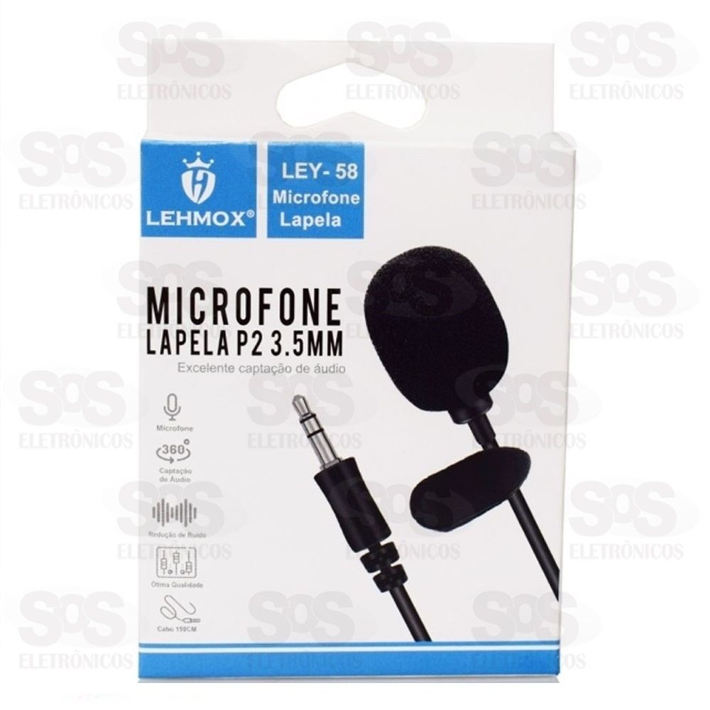 Microfone de Lapela Entrada P2 3.5mm Lehmox- LEY-58