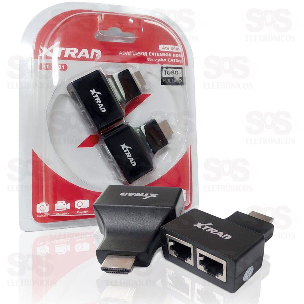 Extensor De HDMI Via Cabo RJ45 2 Unidades Xtrad xt-2201