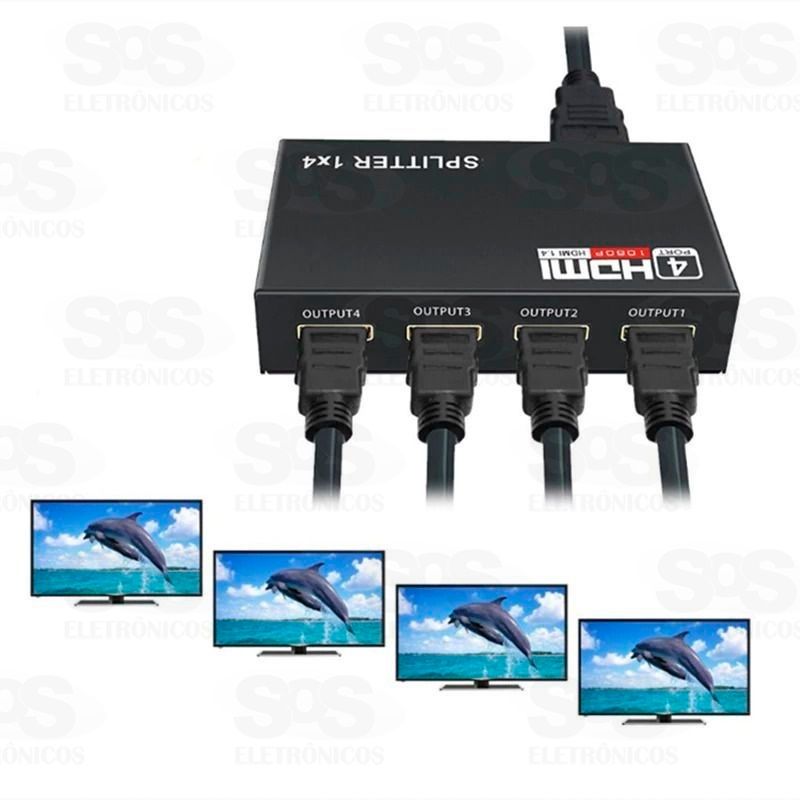 Splitter HDMI 1x4 1 Entrada e 4 Saídas v1.4 3D 4K Xtrad xt -2046
