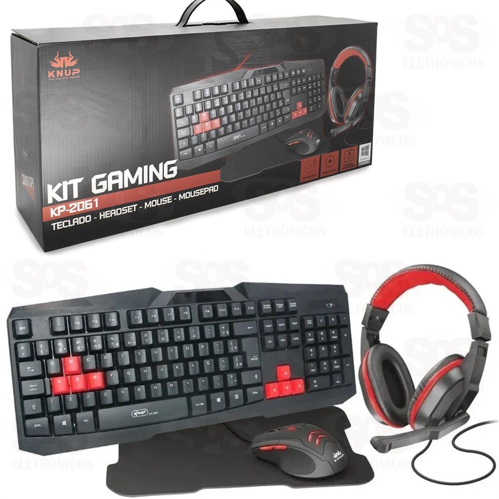 Kit Gamer Com Teclado /Headset /Mouse e Mousepad Knup kp-2061
