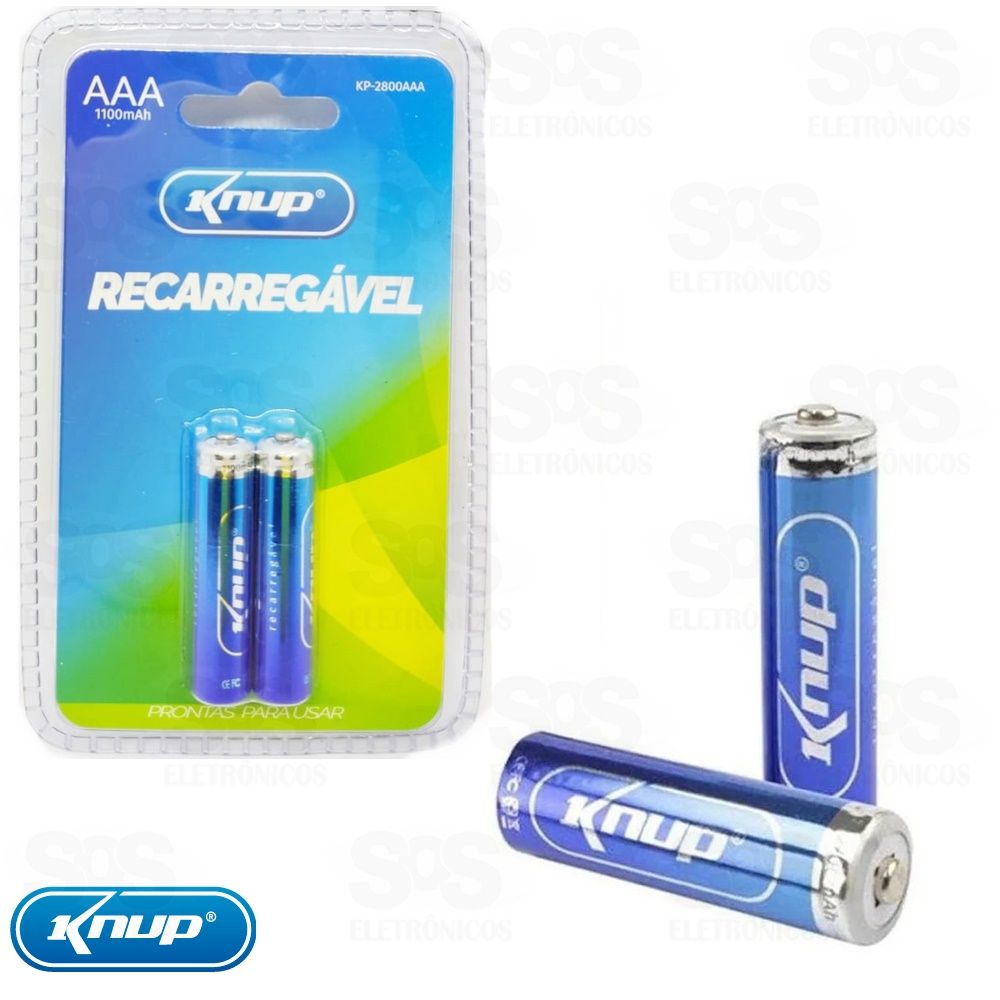 Pilha AAA 1.2V Recarregável 1100mAh 2 Unidades Knup