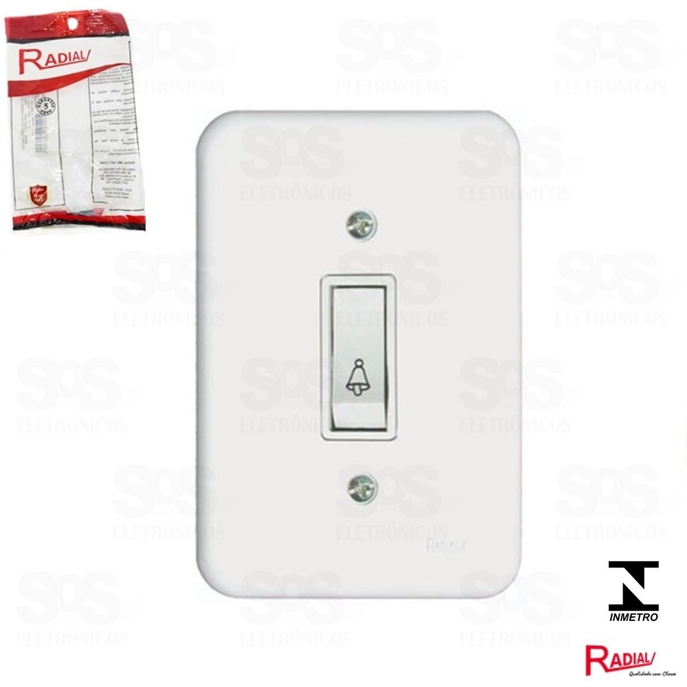 Interruptor 1 tecla Campainha com Placa 4x2 Gelo Radial 1807001