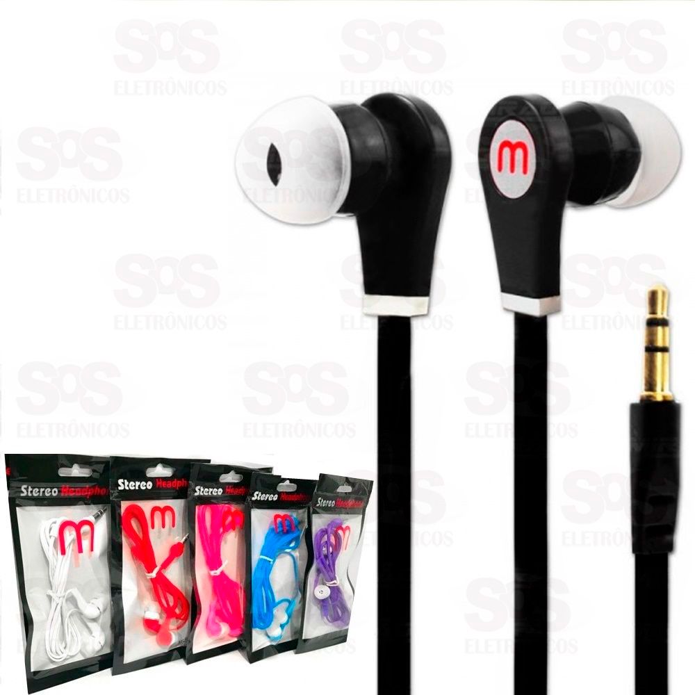 Fone de Ouvido Plug P2 Cores Variadas Com 10 Unidades