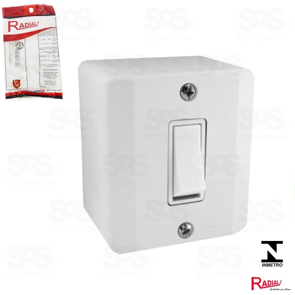 Interruptor 1 tecla Simples com Placa Branca Linha R Radial 1902002