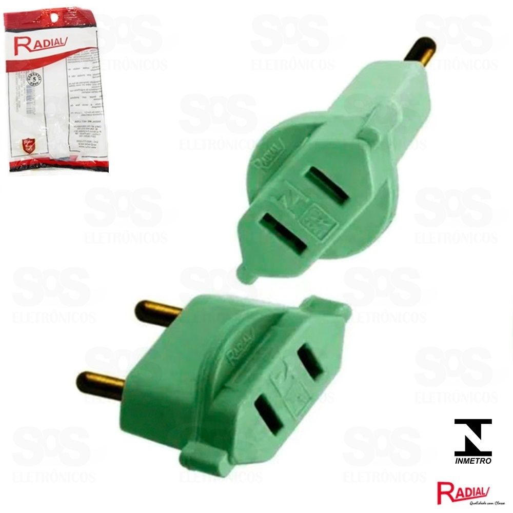 Adaptador Elétrico Plug Chato 10A Colorido Radial 1501124