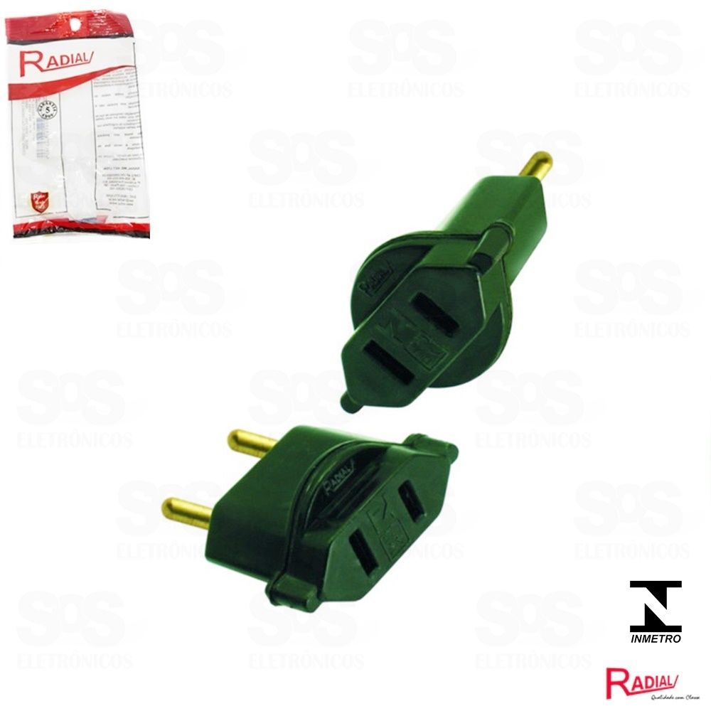 Adaptador Elétrico Plug Chato Preto 10A Radial 1501126