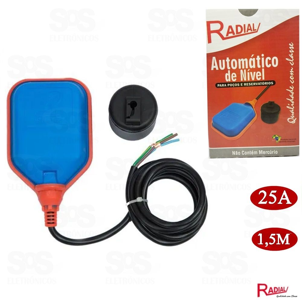 Boia com Sensor de Nível Automático1,50Mts 25A Radial