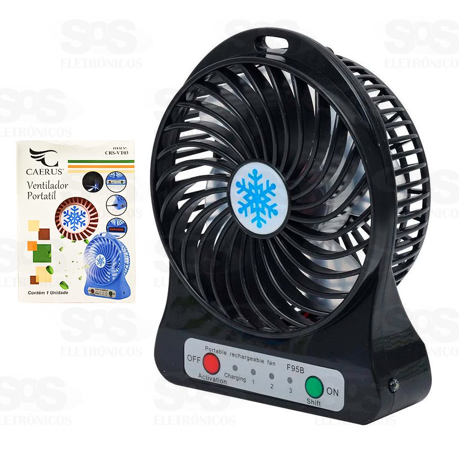 Mini Ventilador De Mesa Com Bateria Recarregável Caerus crs-vt03