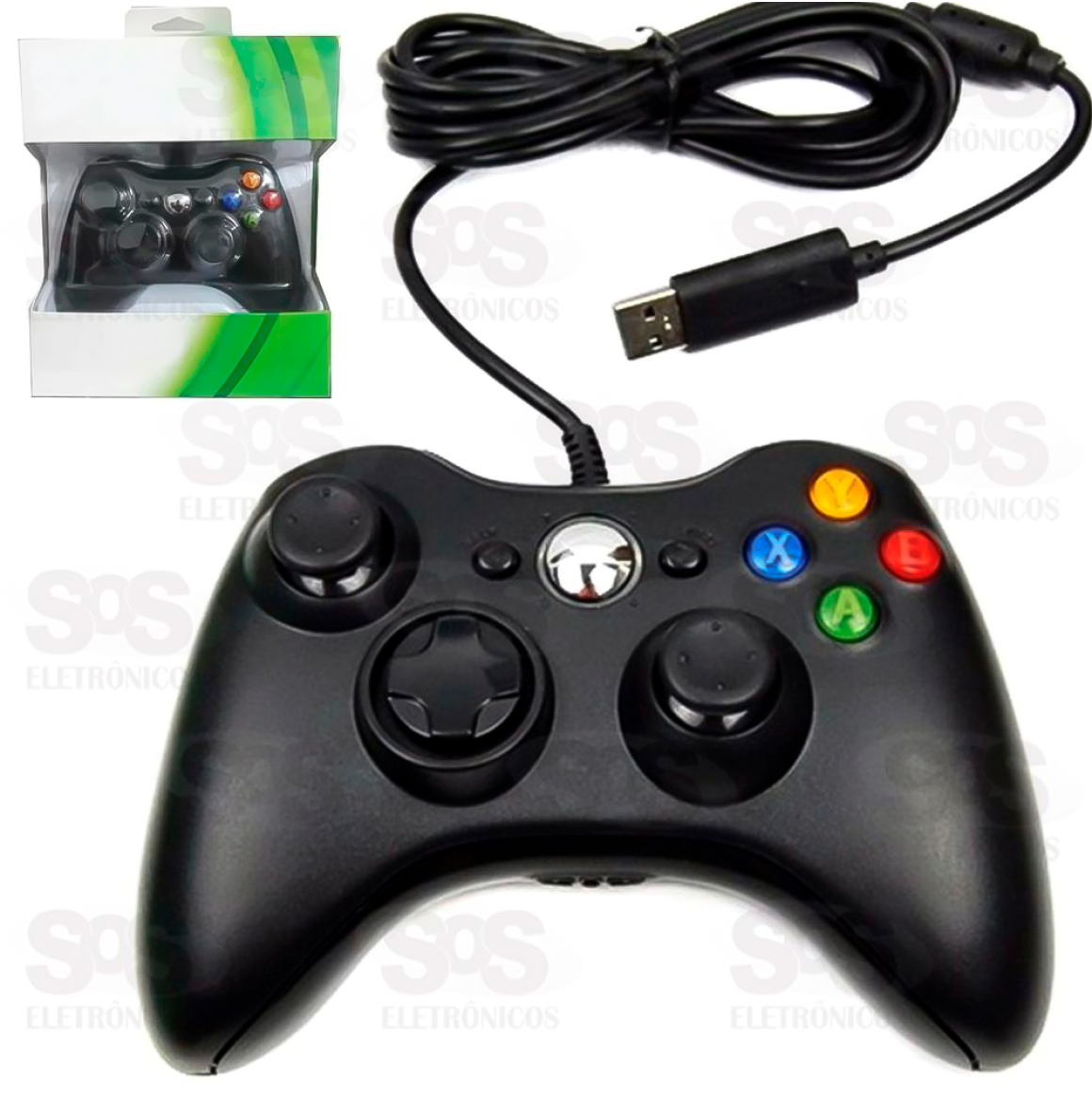 Controle Com Fio Xbox 360 