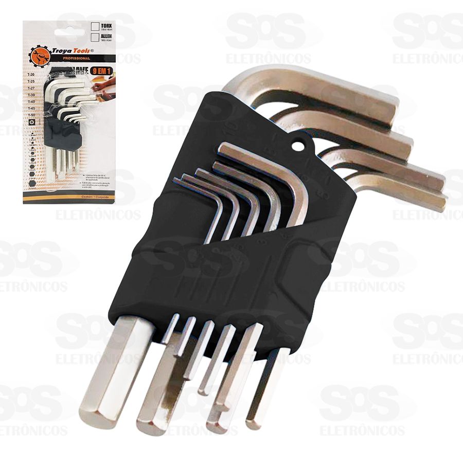 Kit Chave Allen 1,5 a 10 mm 9 em 1 Troya Tools try-9245
