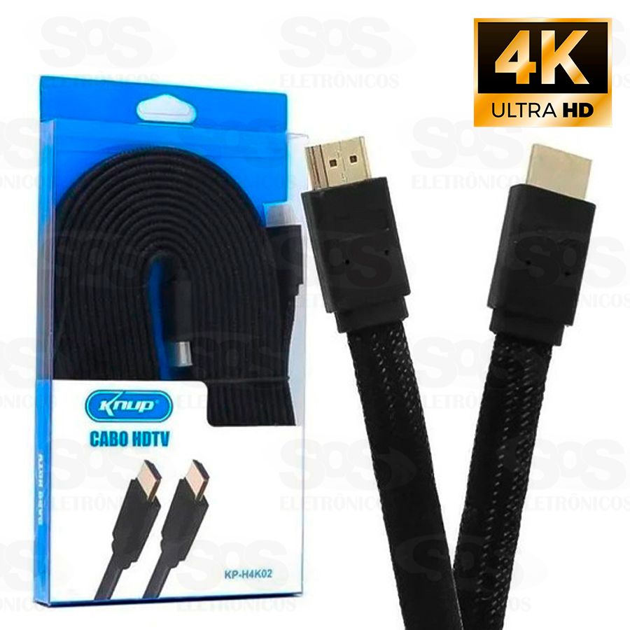 Cabo HDMI 3D 4K 1.5 Metros Blindado Knup KP-H4K02