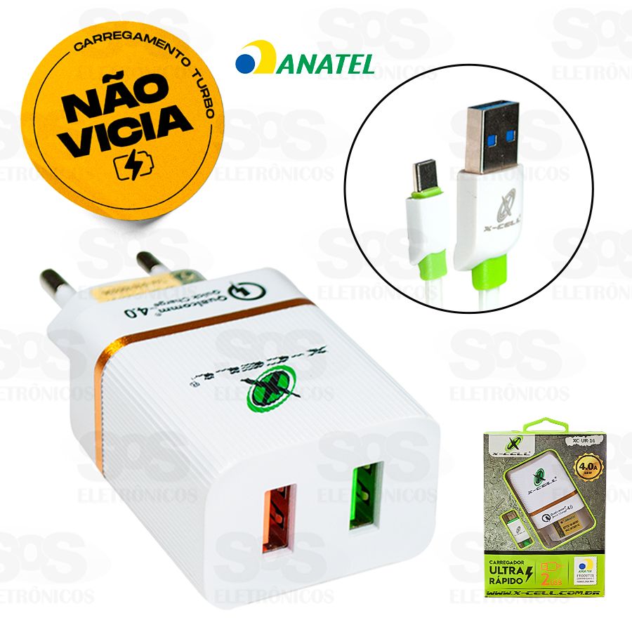 Carregador Micro USB V8 Ultra Rpida 2.8A 18W X-cell xc-ur16