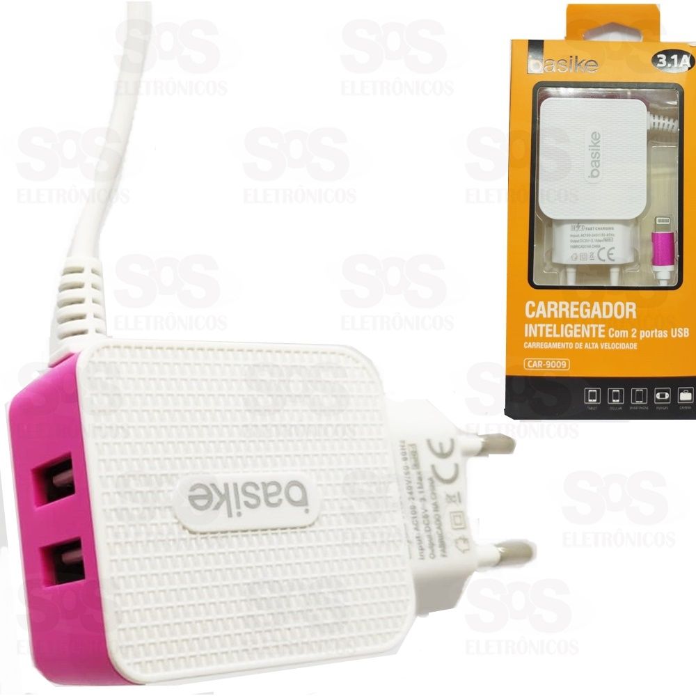 Carregador Iphone 3.1A 2 USB Basike CAR-9009
