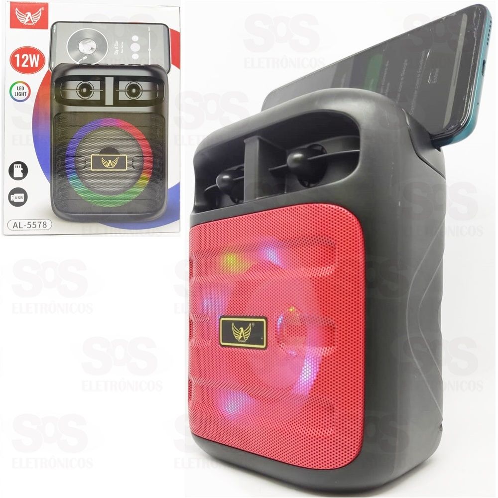 Caixa De Som 12W Com Suporte De Celular Led Light Altomex al-5578
