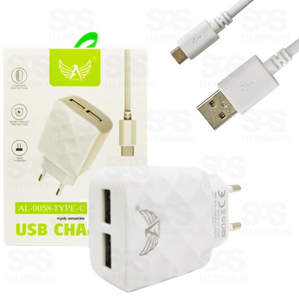 Carregador Micro USB V8 2 USB 5.1A Altomex al-9058