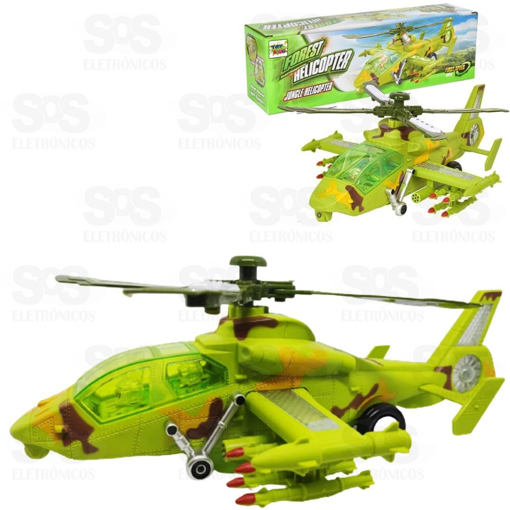 Helicóptero Bate E Volta  Com Som E Luzes Jungle Helicopter- Toy King tk-1154