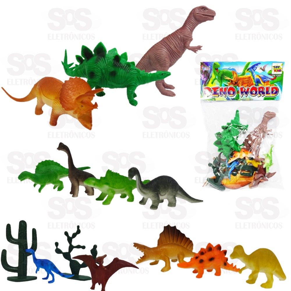 Kit Dinossauros Com 15 Peças Toy King tk-1207 