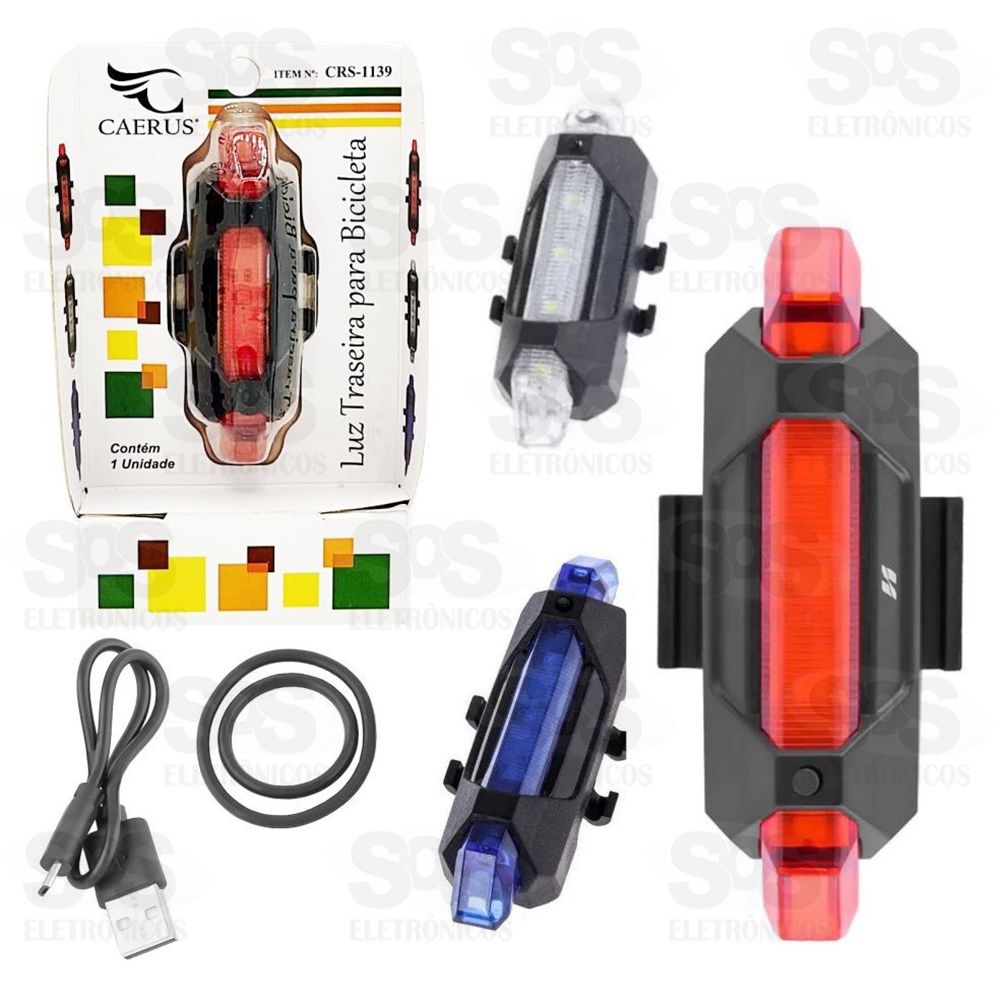 Pisca Traseiro De Bicicleta LED Recarregvel Caeurus crs-1139