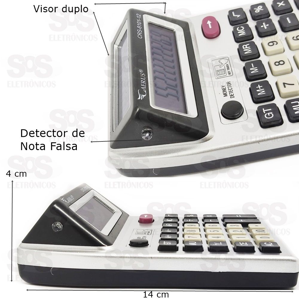 Calculadora 12 Dígitos Com Visor Duplo e Detector De Nota Falsa Caerus crs-8101-12