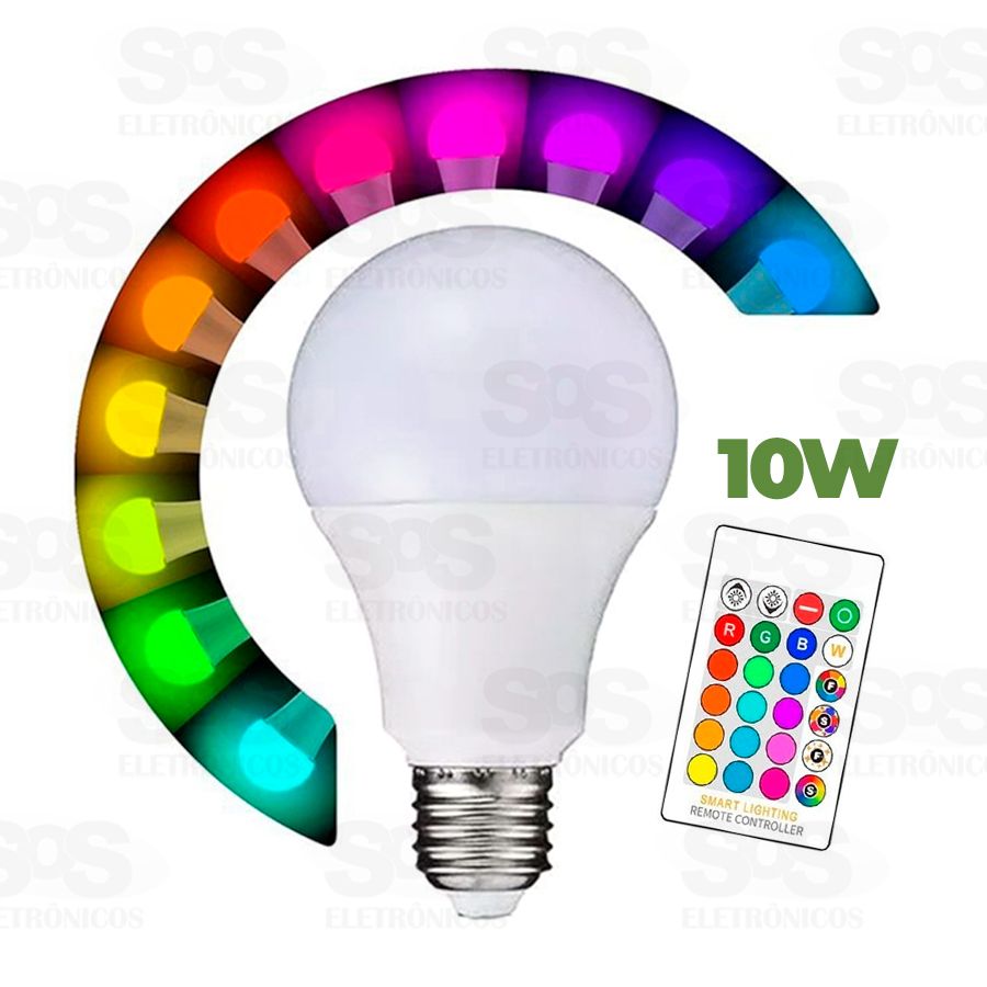 Lâmpada LED Branco + RGB 10W com Controle Remoto JF-1314