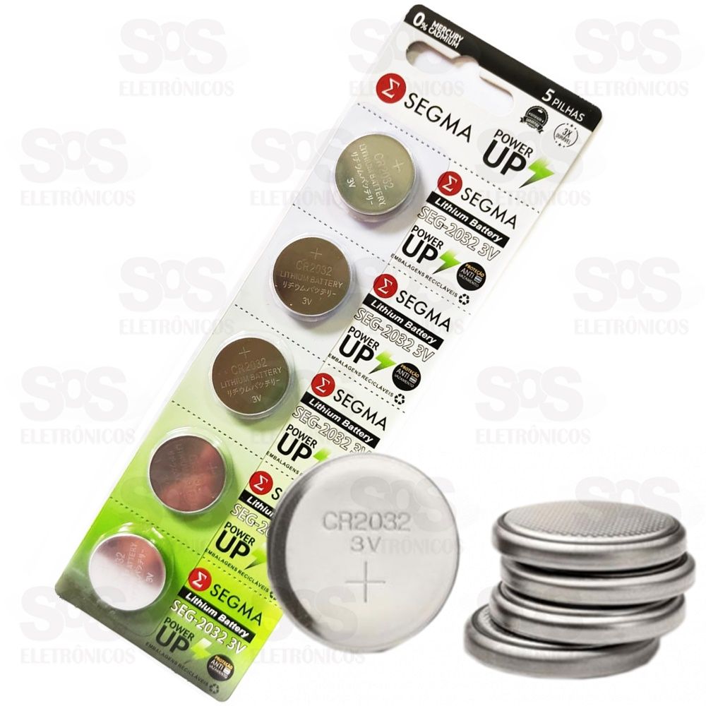 Bateria Moeda 2032 3V Cartela Com 5 Unidades Segma