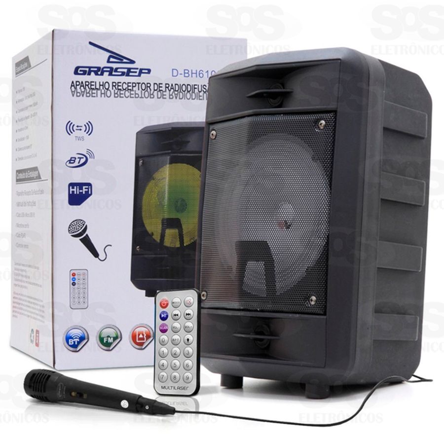 Caixa De Som 15W Com Microfone Com Fio Grasep d-bh6105
