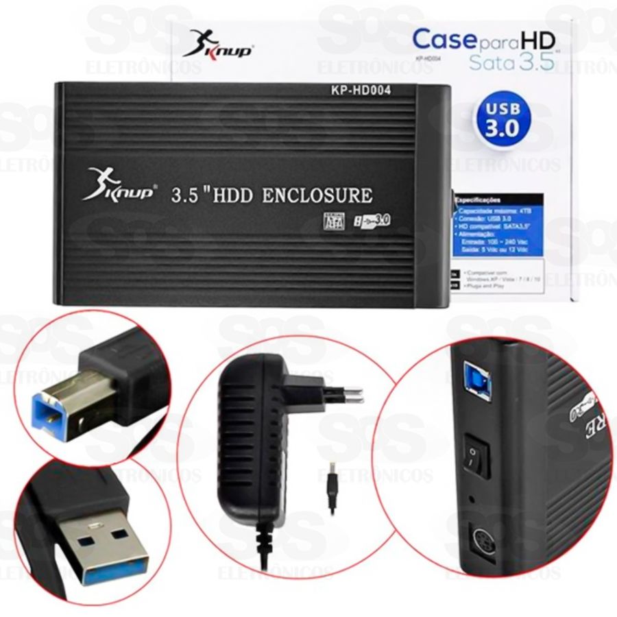 Case para HD Sata 3.5 USB 3.0 Knup kp-hd004