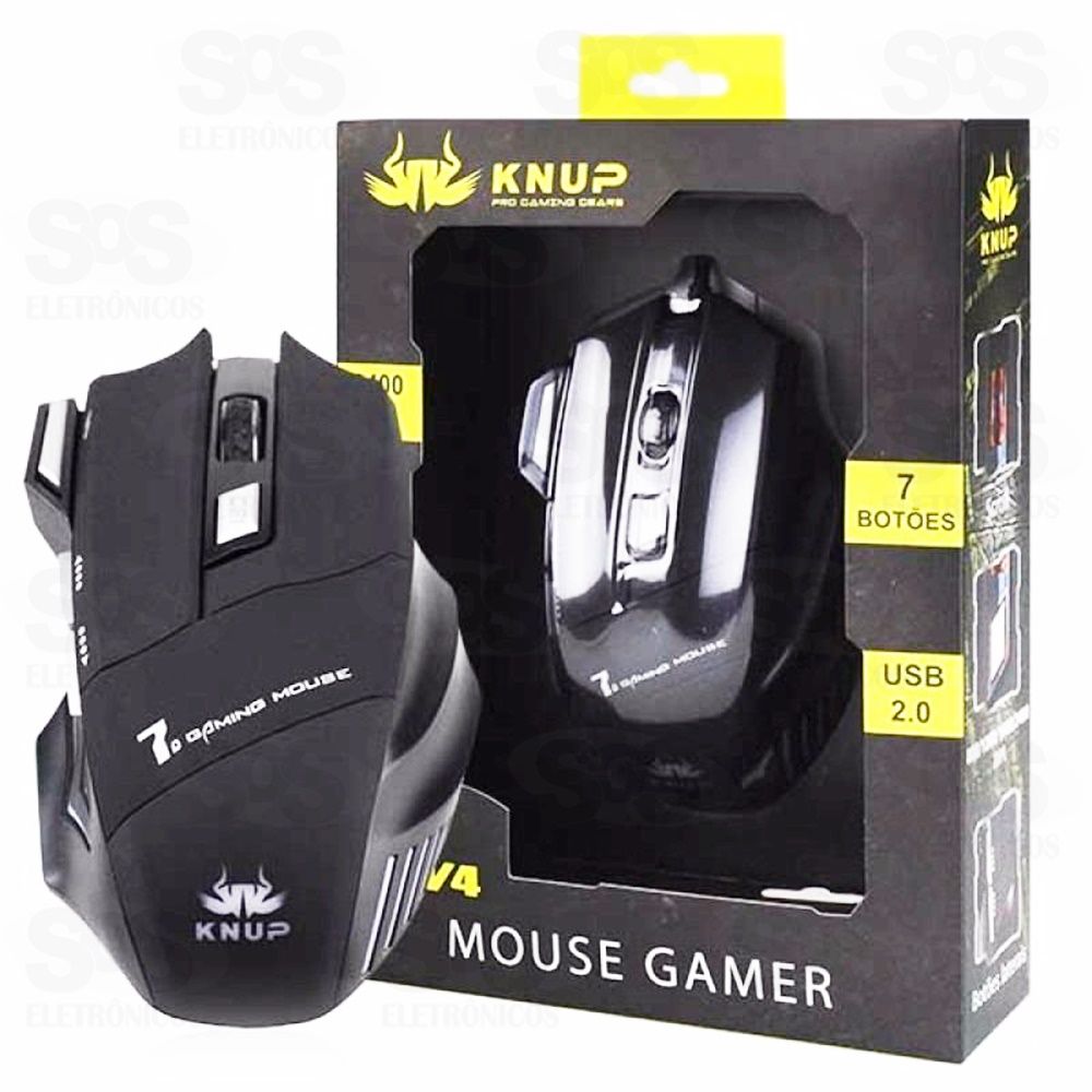 Mouse Gamer Com Fio USB 7 Botões Knup V4