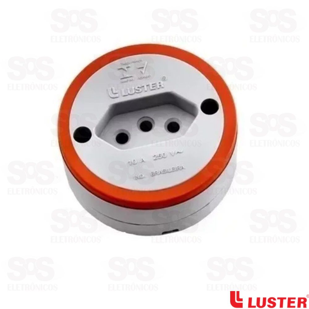 Tomada De Sobrepor 10A/250V Redonda 2P+T Cinza E Laranja Luster 1080