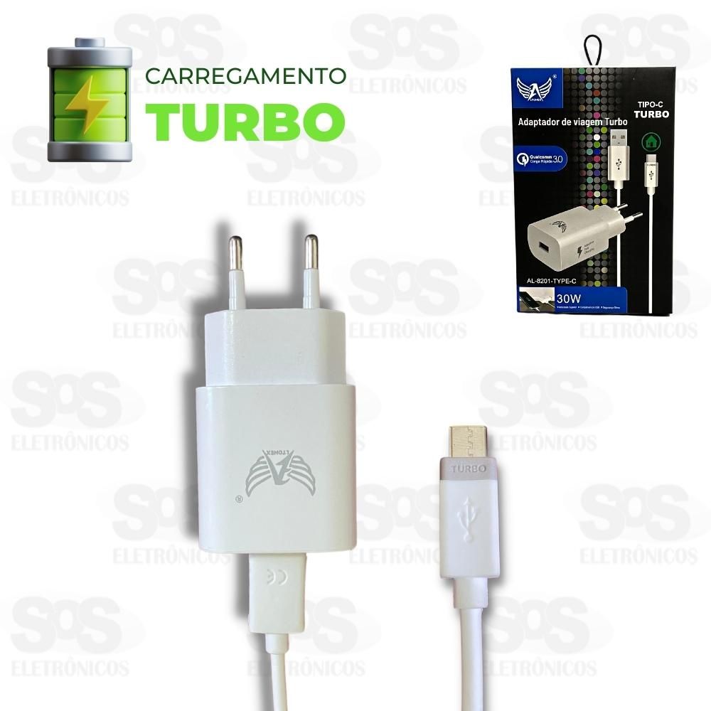 Carregador Extra Rpido 30W Acompanha Cabo Type C Turbo Altomex AL-8201