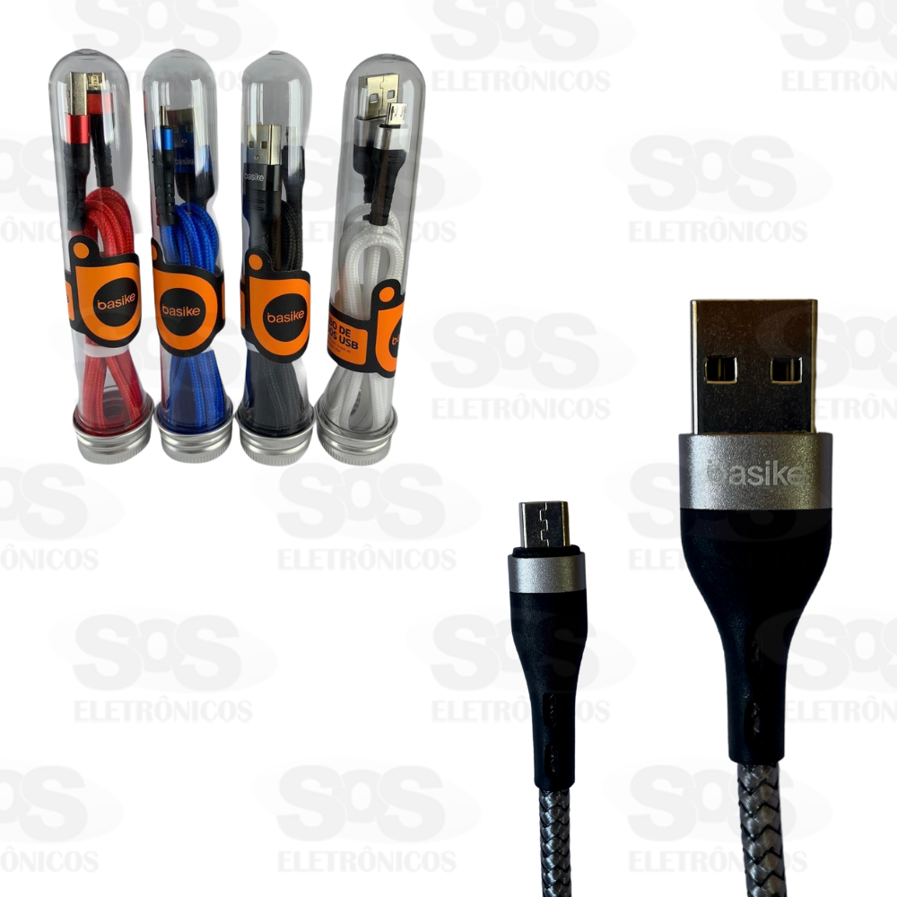 Cabo Micro USB De Dados V8 1 Metro 2.4A Basike CBO-5979